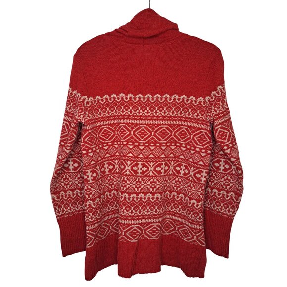 Eddie Bauer Red Funnel Neck Pullover Sweater Christmas Wool Blend Size Medium - Picture 2 of 6
